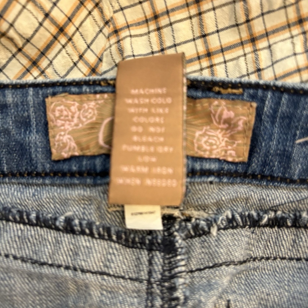 Y2K Candies Womens Jean Midi Skirt 3 Handkerchief Hem Boho Cowgirl Rodeo Indie‎ - Picture 8 of 8